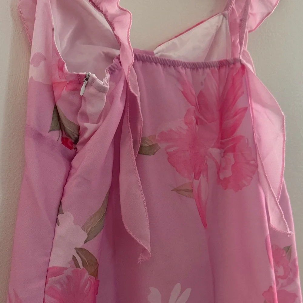 Pink Floral Ruffle Strap Top - Picture 11 of 16